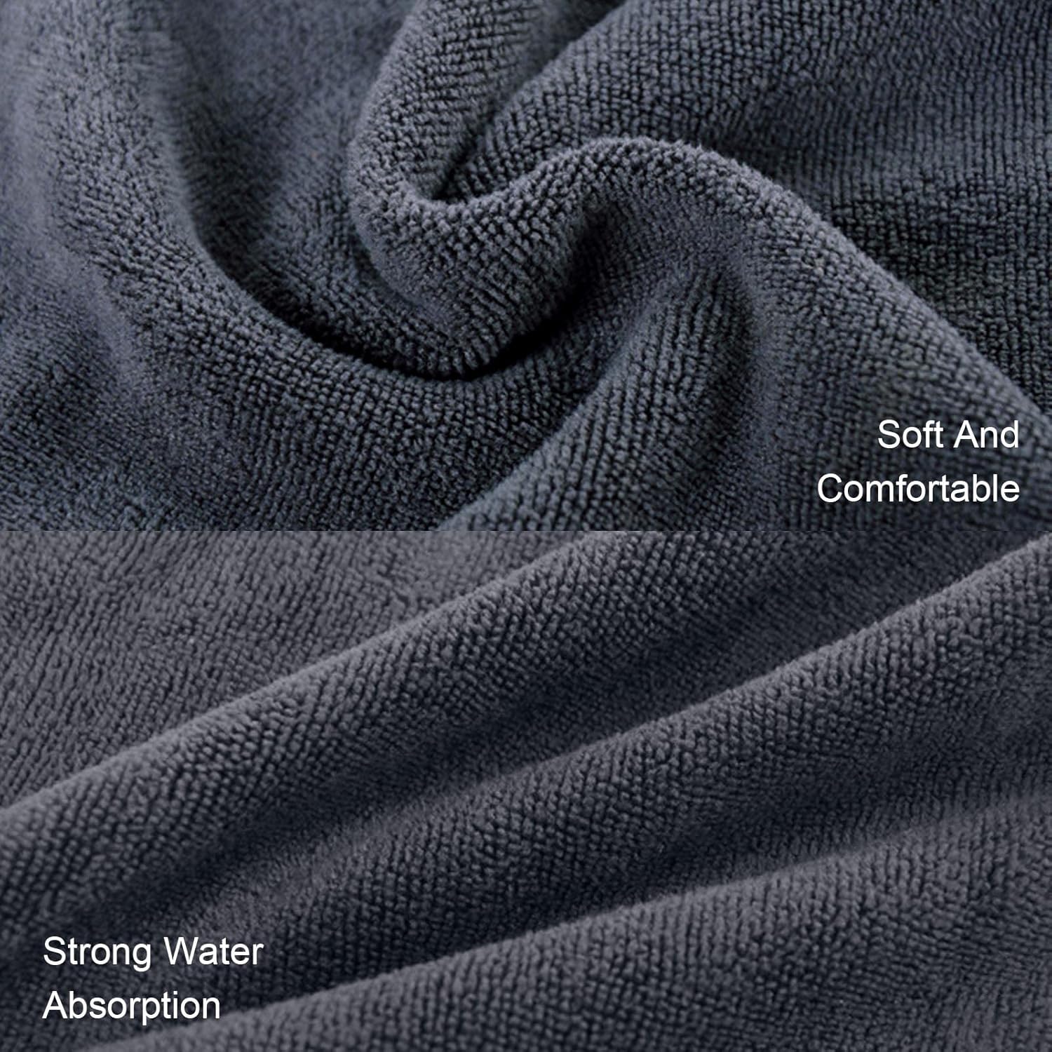 2 pieces golf towels- absorbent cleaning towels- multifunctional towels with carabiner for golf bags- fitness- sport- outdoor- yoga (2 colours)- black โ image 6