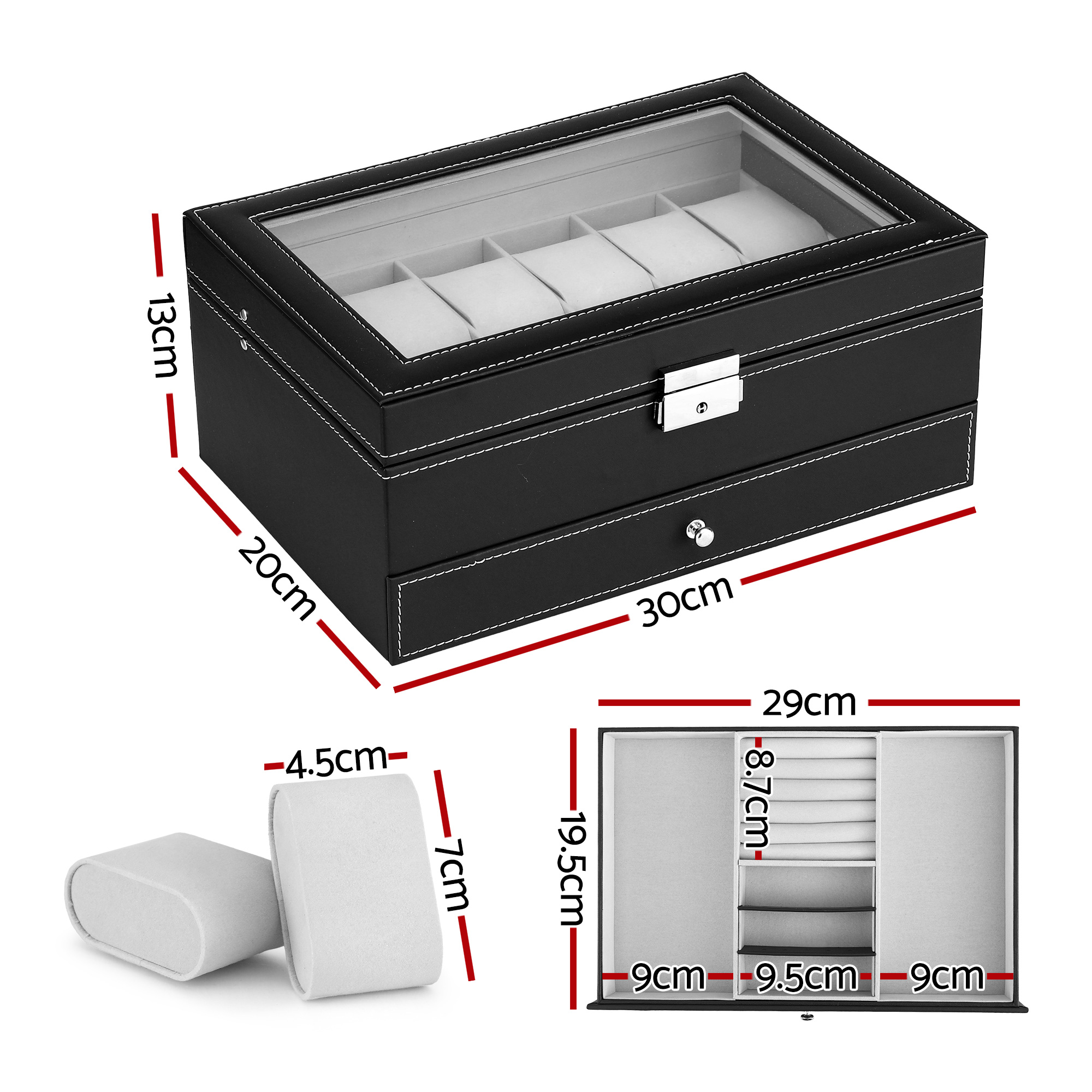 Embellir 12 Grids Watch Box Organizer Case Jewelry Display Storage Showcase — image 2