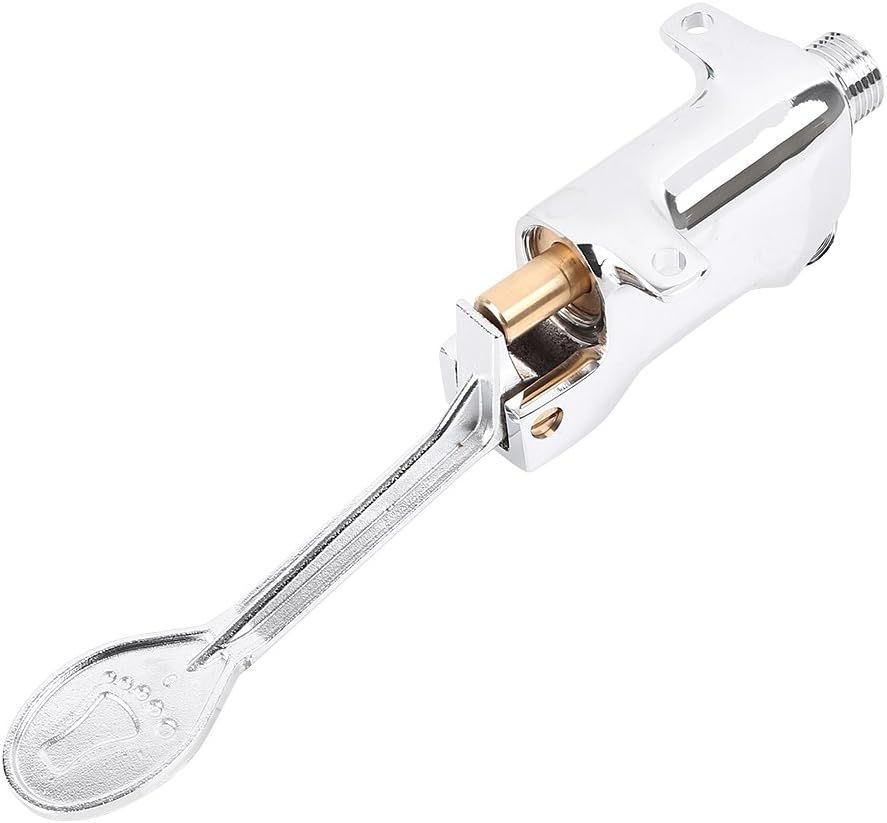 Single Foot Pedal Water Valve Copper Bathroom Faucet for Basin Water Tap Floor Mount Single Pedal Valve Silver — image 3
