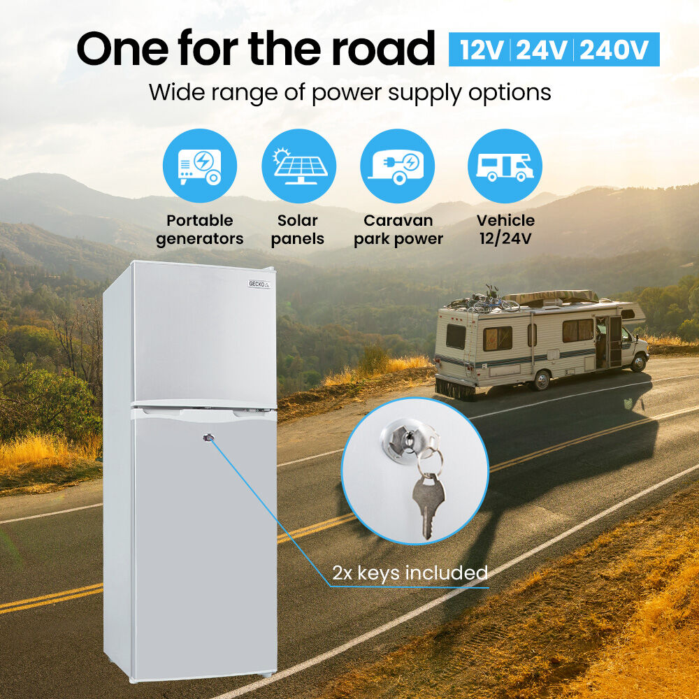 GECKO 142L Upright Portable Fridge / Freezer, 12V/24V for Motorhome and Caravan, Silver — image 5