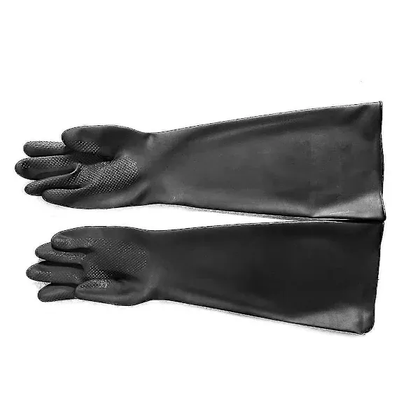 Rubber Sandblasting Gloves 60 cm Length for Sandblasting Cabinets, Cotton Lined Abrasion Resistant Sleeves with Rough Surface for Secure Grip in Heavy-Duty โ image 3