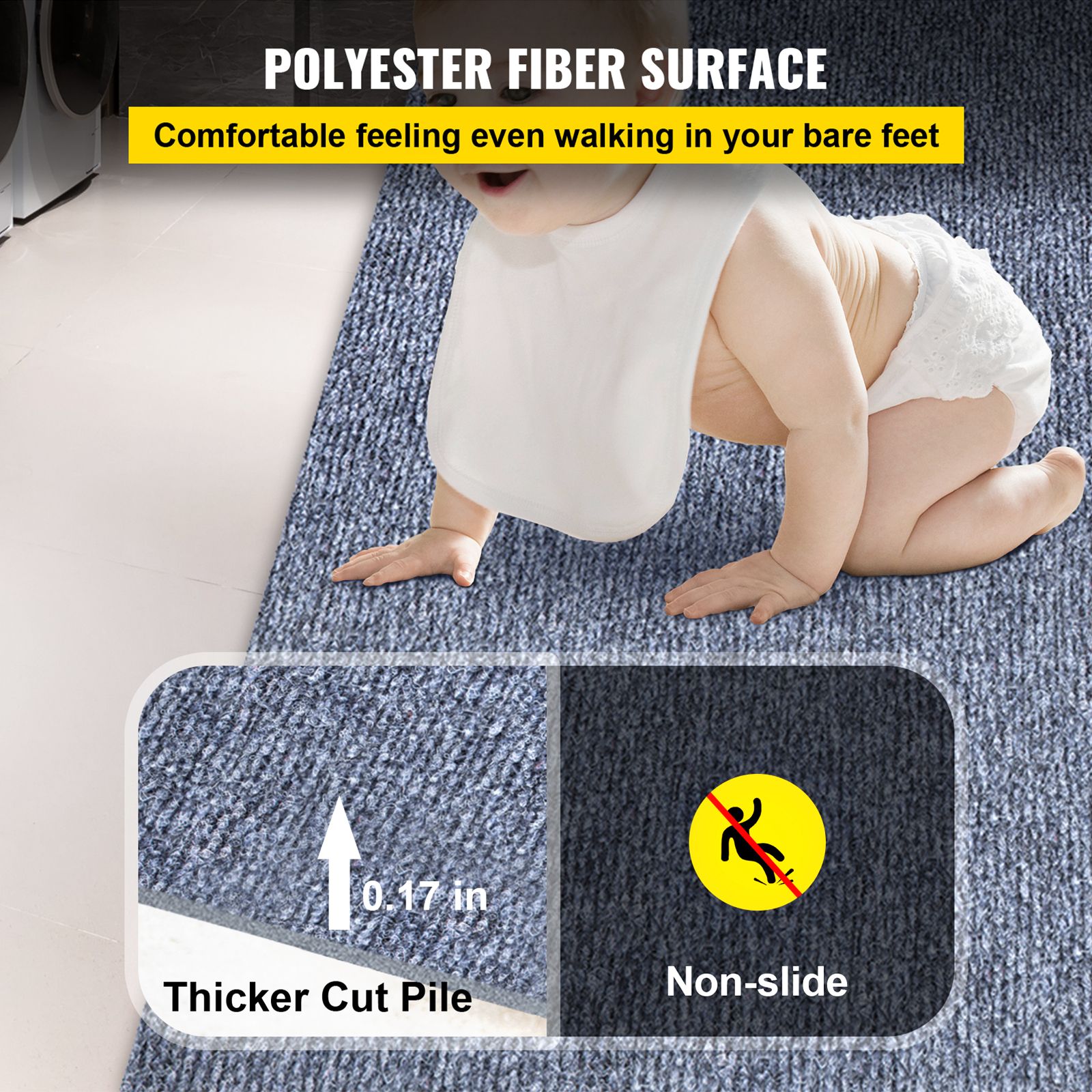 Gray Marine Carpet 6 ft x 39.3 ft Marine Carpeting Marine Grade Carpet for Boats with Waterproof Back Outdoor Rug for Patio Porch Deck Garage Outdoor Area Rug — image 3