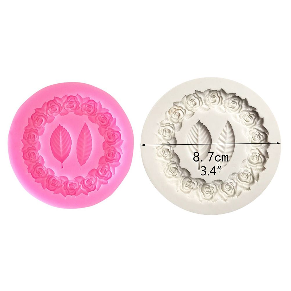 Rose Wreath with Leaves Fondant Mold DIY Silicone Molds for Wedding Valentine Party Baking Decoration — image 6