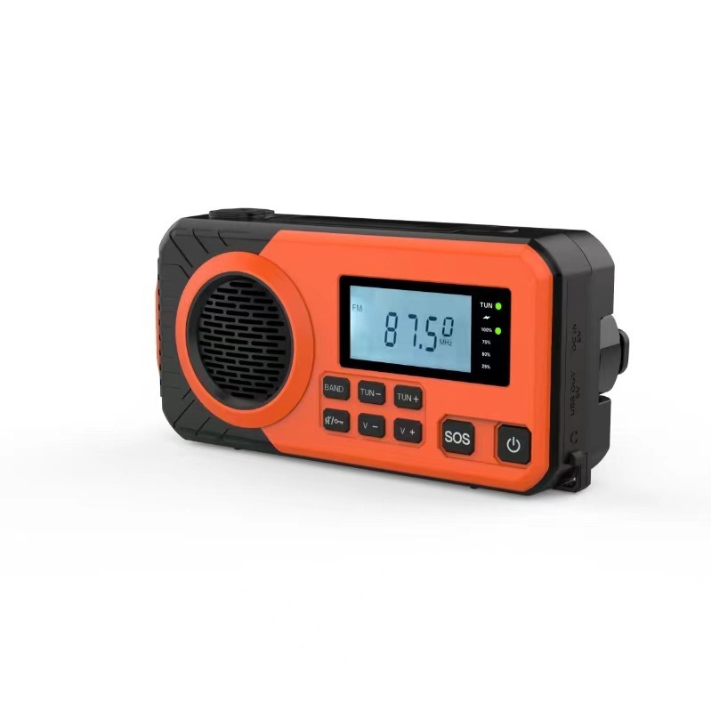 Emergency Radio Solar Hand Crank Portable Rechargeable Battery Powered Orange — image 4