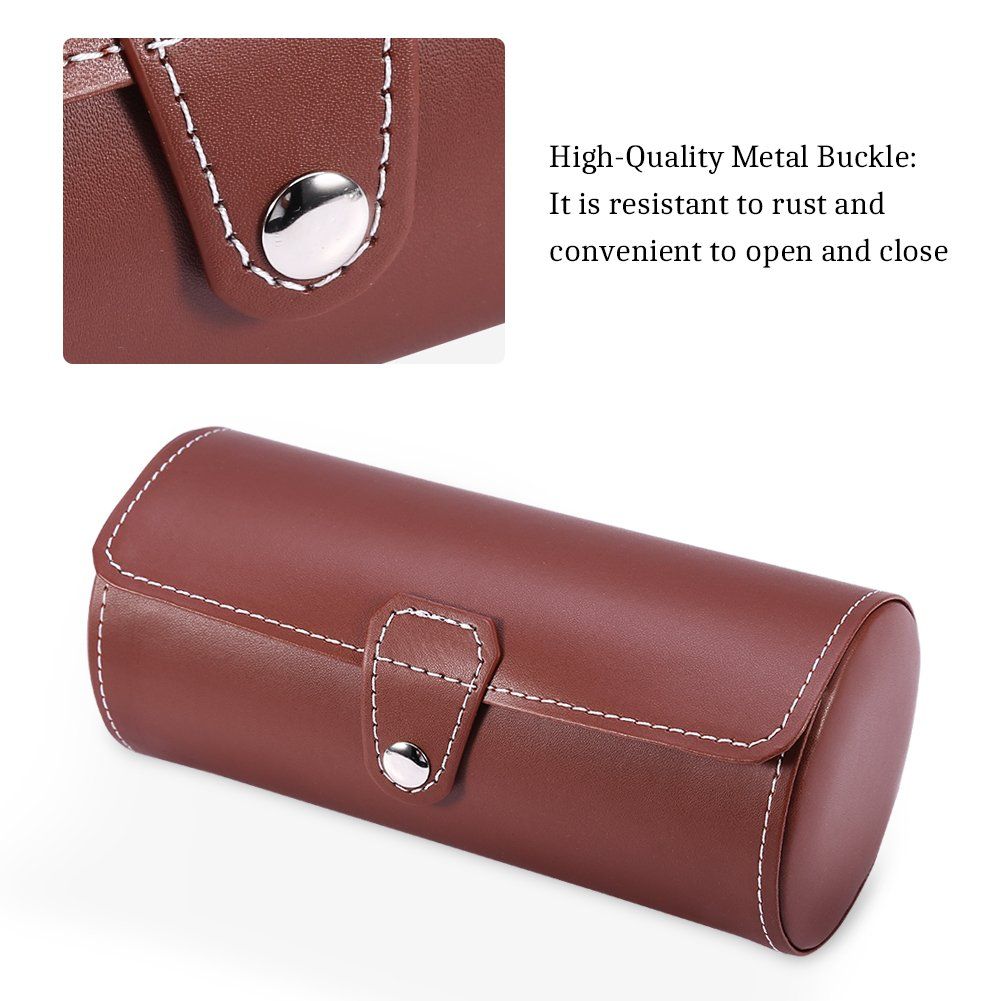 Watch Travel Case for Men, 3 Slots Vegan Leather Watch Display Case Storage Organizer Box for Luxury Watches Bracelets — image 2
