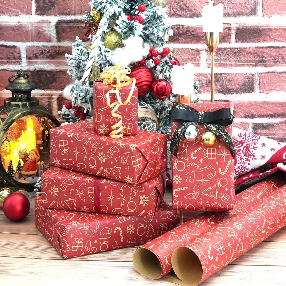 wrapping paper - Christmas gift paper - Wrapping paper with figures - 43 x 300cm - 1 Roll - Christmas paper wrapping paper for Christmas - Christmas paper — image 2