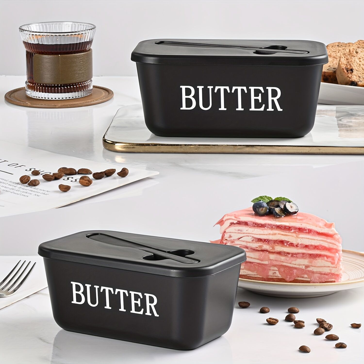 BLACK **Food-Grade PP Large Butter Keeper with Cutting Blade | Airtight, Drying-Resistant, Easy to Slice – Long-Lasting Freshness, Your Kitchen & Baking — image 4