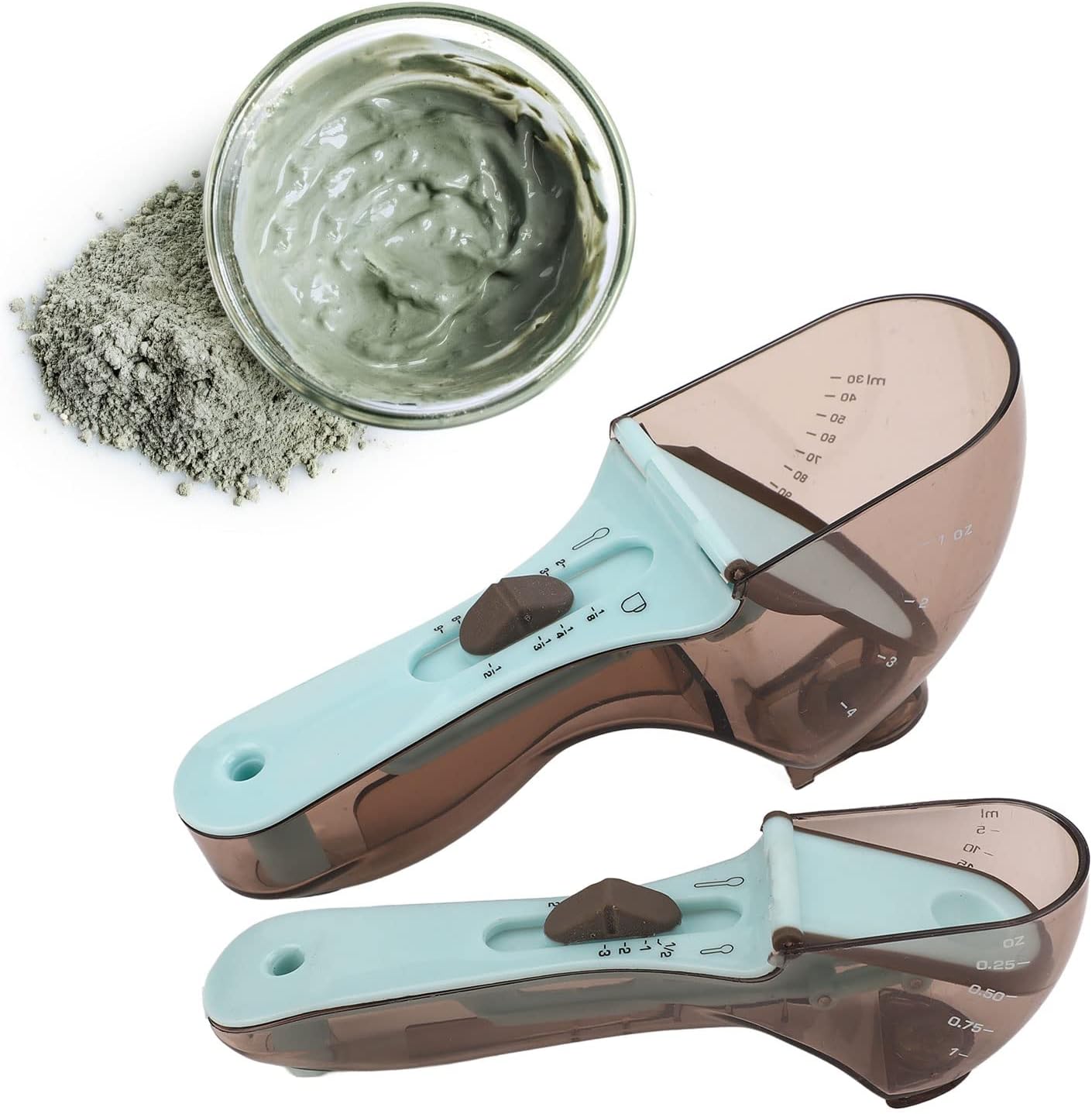 Adjustable 2-Piece Measuring Spoon Set with Scale Plastic Kitchen Tool for Coffee Milk Mask Powder Measurement — image 4