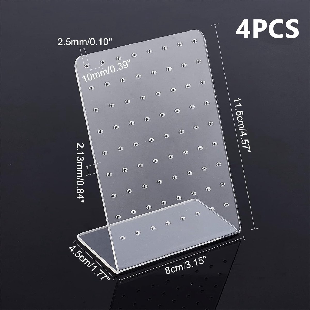 Acrylic Earring Holder - 4-Piece Set with 72 Compartments Earring Display Stand Retail Display Cabinet Earring Display Stand Personal Storage 3x2x4.5 inches — image 4
