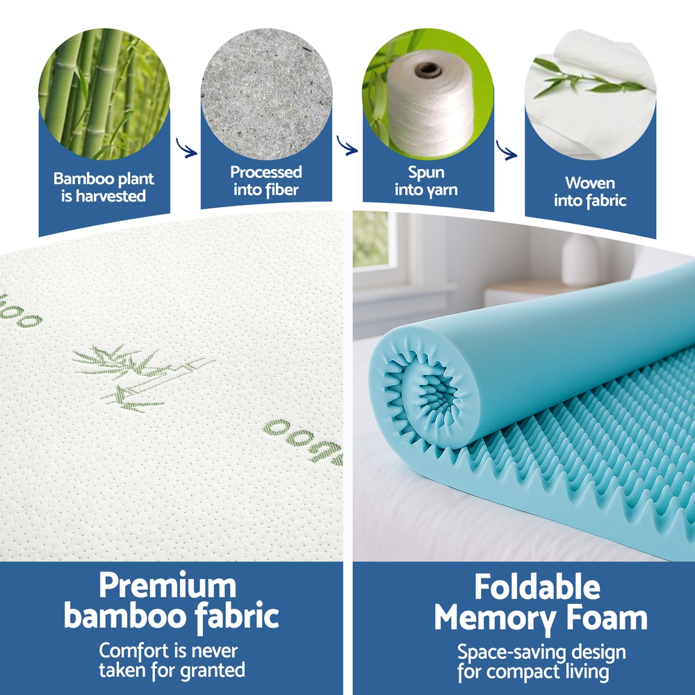 Giselle 8cm Memory Foam Mattress Topper Gel Egg Crate Foam Bamboo King โ image 6