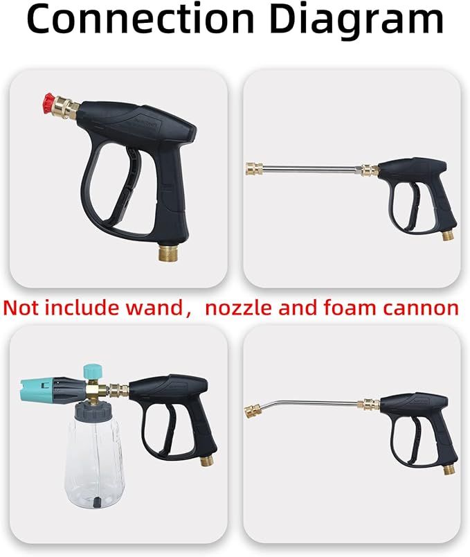 High Pressure Washer Gun 3000 PSI Max, Power Washer Short Gun with 1/4 Inch Quick Connector — image 5