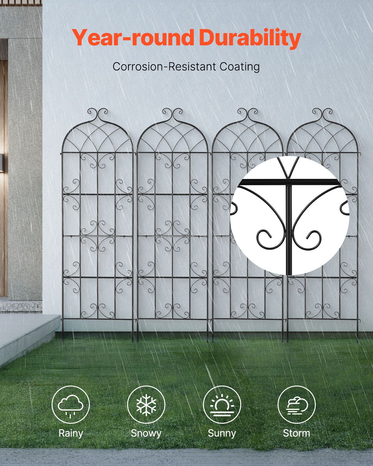 4 Packs Metal Garden Trellis for Climbing Plant Support 71 × 20 in Rustproof — image 4