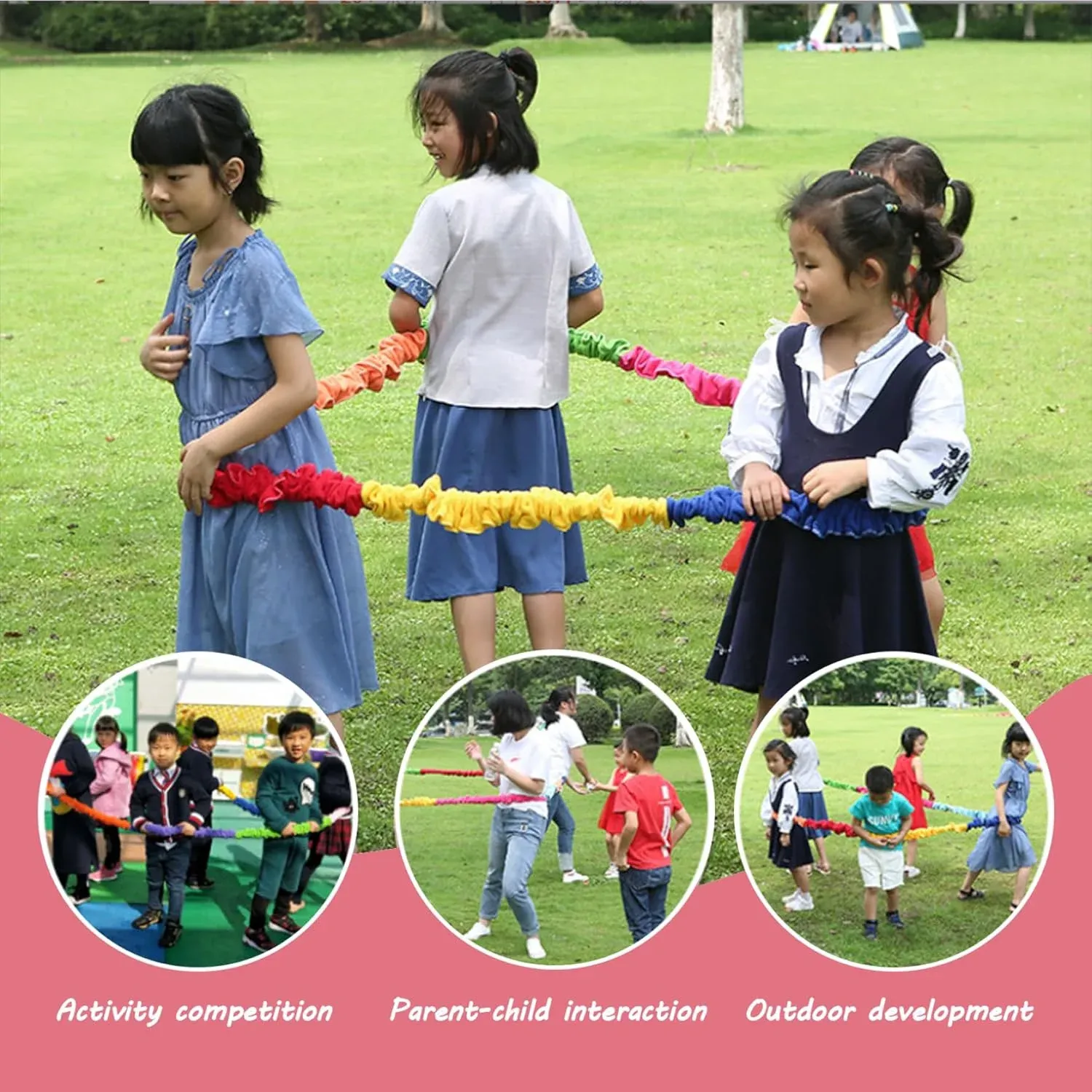 Cooperative Stretchy Band, Elastic Fleece Group Exercise Tug Band for 4 People, 118.11 In — image 5