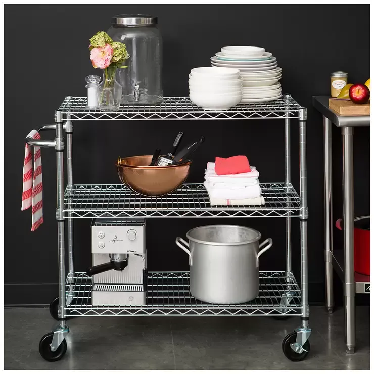 3 Tier Silver Storage Cart with 362.87kg Capacity โ image 2