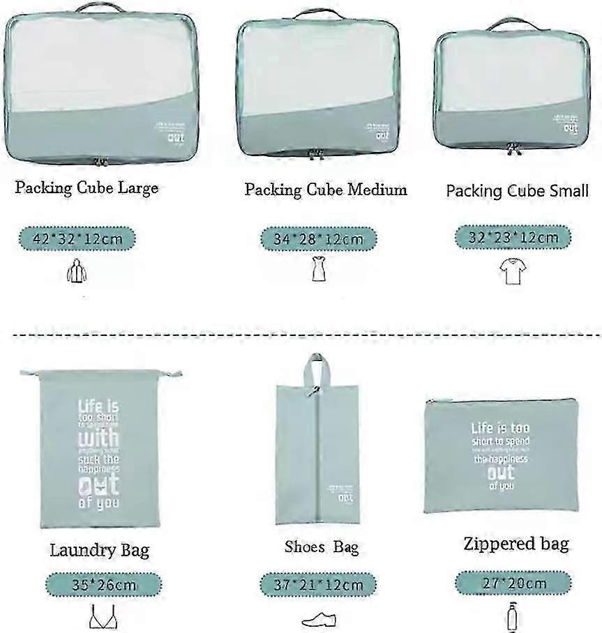 6pcs Packing Cubes for Suitcases Travel Luggage Organizer Bags - Blue — image 2