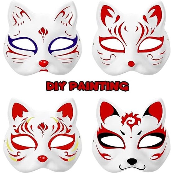 10 Paintable Cat Masks - DIY Animal Costume Masks - White Masks - Half-Used for Masquerade - Halloween - Cosplay Masks for Kids - Party Costume Supplies — image 3
