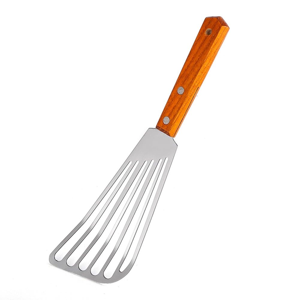 Set of 2, Stainless Steel Slotted Spatula Turner with Riveted Wooden Handle, Professional Metal Spatulas Great for Kitchen Cooking Flipping Frying & Grilling โ image 4