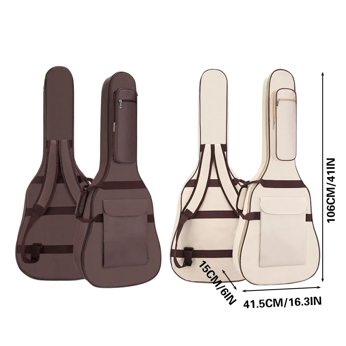 Waterproof Guitar Bag Musical for Guitars Protection Home Travel Gig Practice - Coffee — image 4
