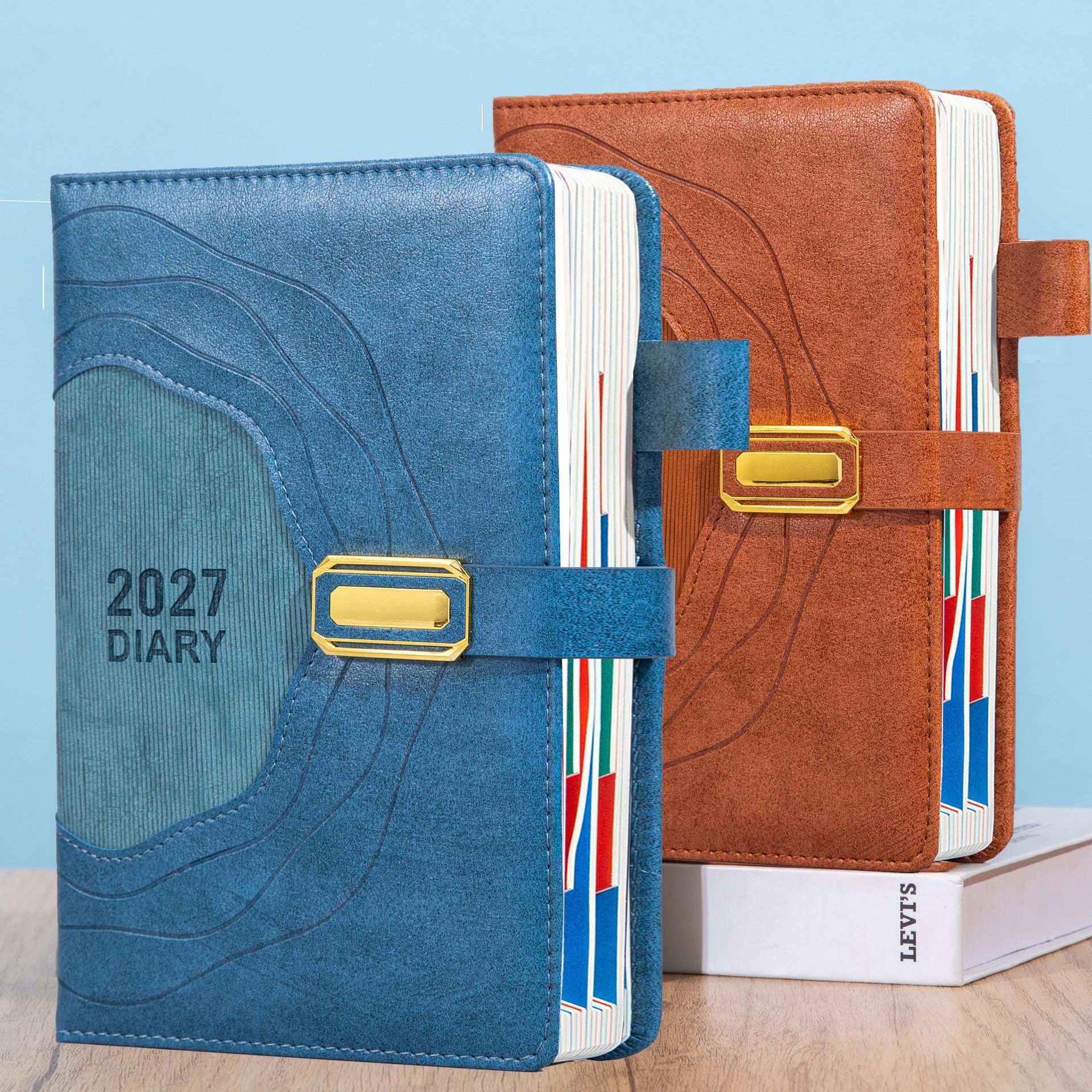 2027 A5 Vintage Annual Planner | Daily Planning + Weekly & Monthly Notes, Academic Style Faux Leather Cover, Efficient Time Management(BRWON) — image 3