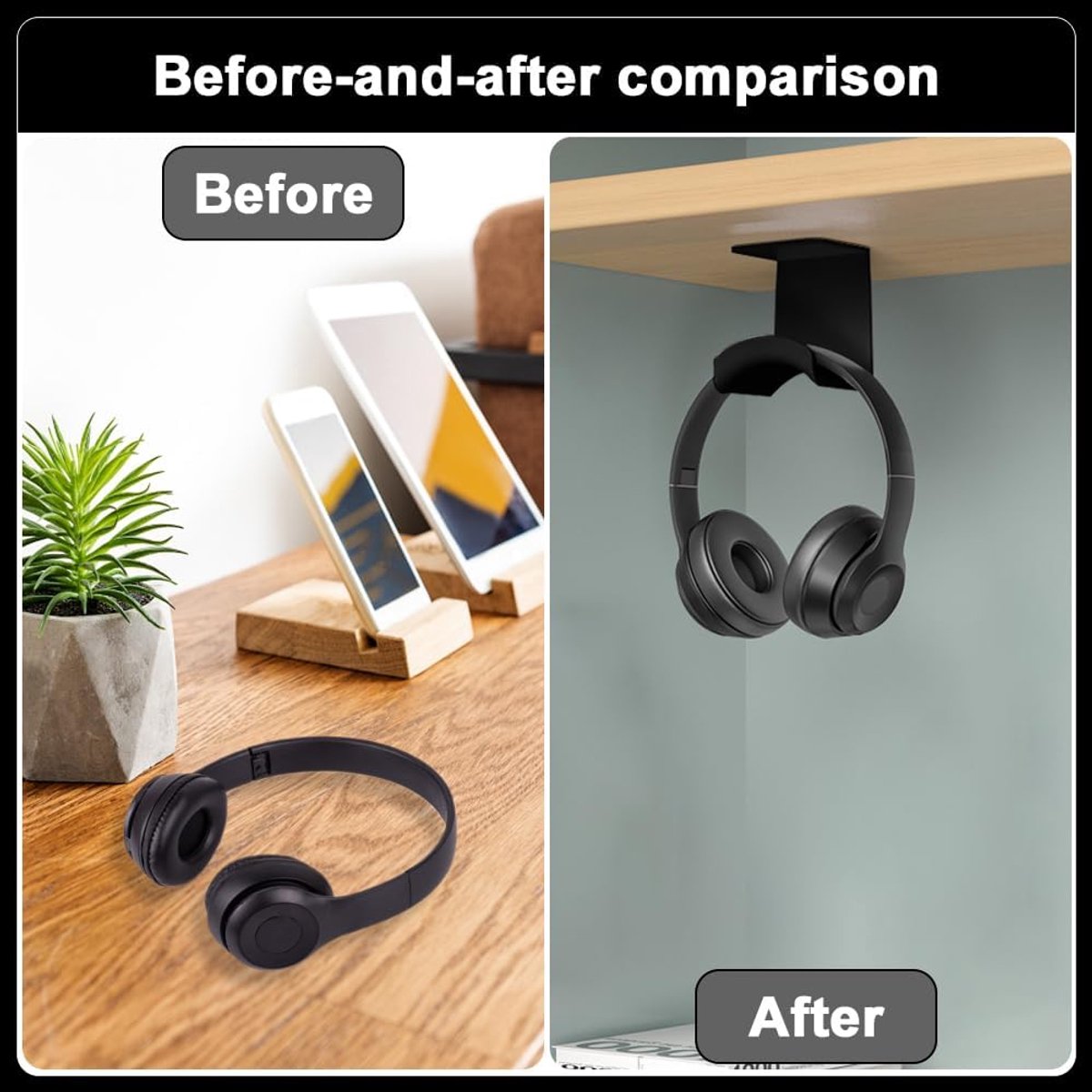 2-Piece Headphone Stand - Headset Hanger - Hook - Headphone Stand - Headset Holder - for gaming headsets - Headset Stand - Wall - headphone stand - non-slip — image 3