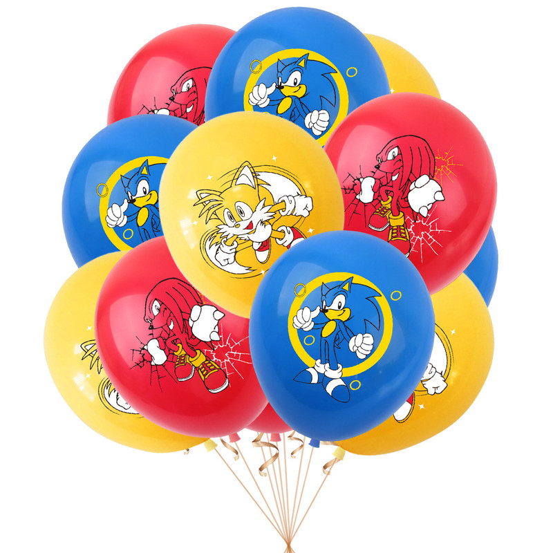 Sonic Birthday Theme Party Decoration Cartoon Accordion Flag Insert Balloon Set D β image 5