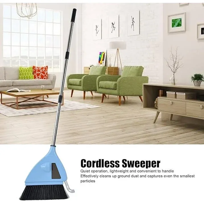 2 In 1 Cordless Vacuum Broom Cleaner, USB Rechargeable Quiet Sweeper for Home Office, Blue โ image 3