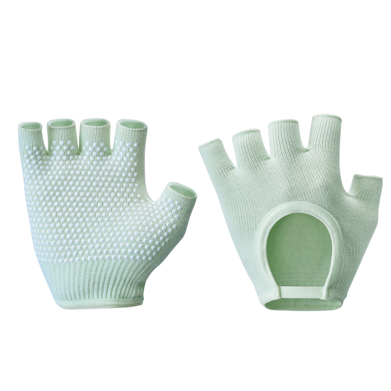 Breathable Half-Finger Pilates Gloves โ Non-Slip Gym Gloves for Women, Elastic Cotton Blend Fitness Gloves for Cycling, Dancing & Workout Turquoise