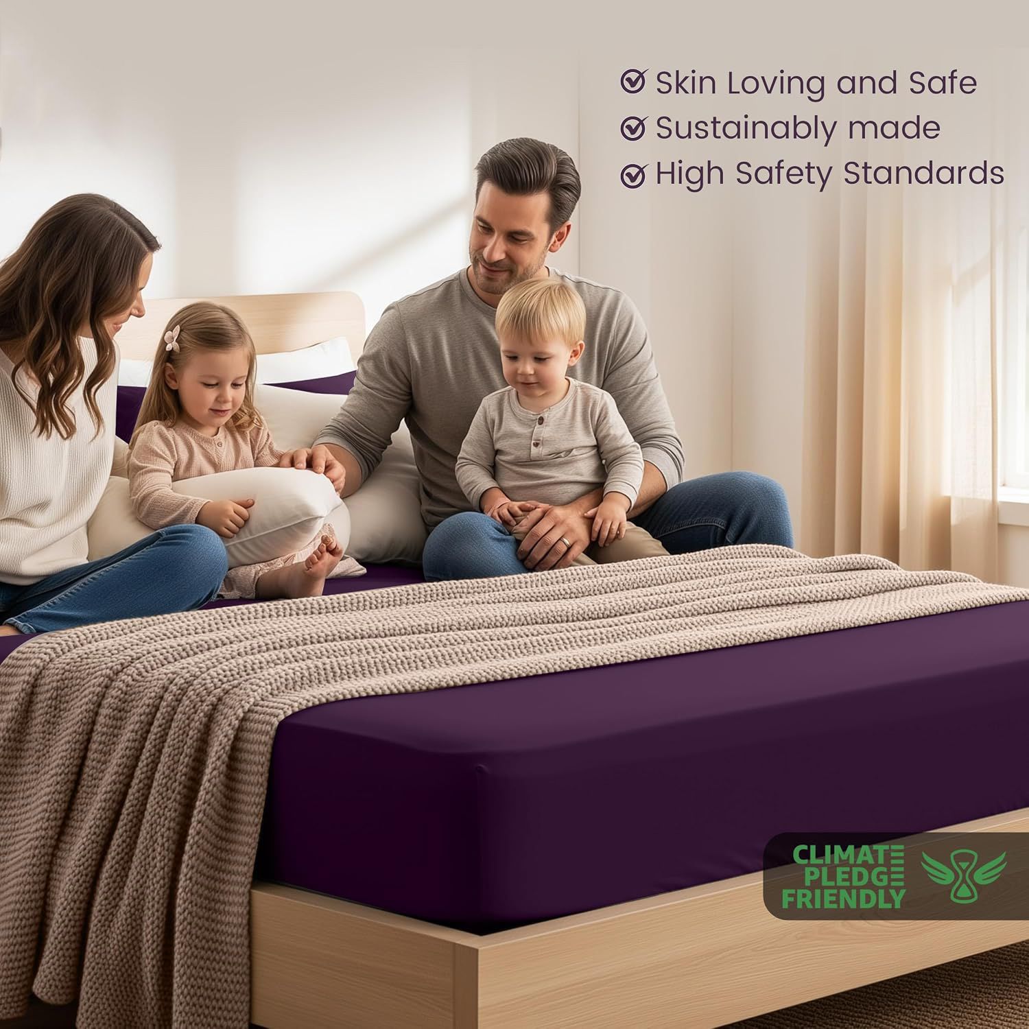 Hotel Quality Fitted Sheet - 1 Piece Fitted Sheet -Breathable Bedding - Wrinkle, Fade, Stain Resistant- 16inch/40cm Deep Pocket Fitted Bed — image 3