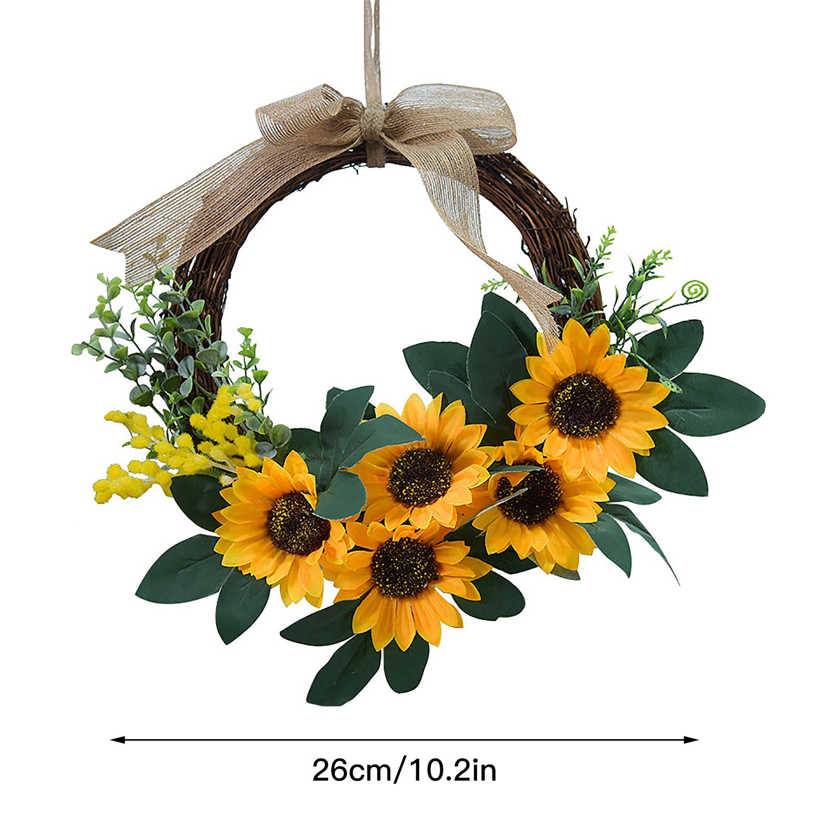 Simulation Sunflower Wreath Home Wedding Decoration Rattan Artificial Wreath — image 5