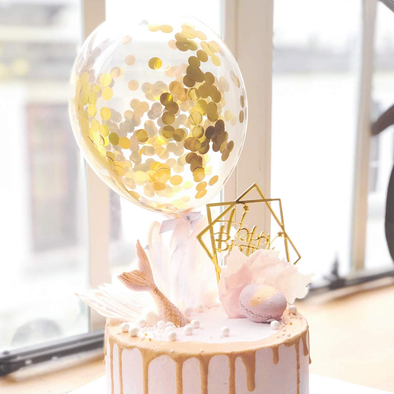100 Pieces Gold Confetti Balloons | PREFILLED 12 Inch Latex Party Balloons with Gold Confetti for Party Decorations — image 5