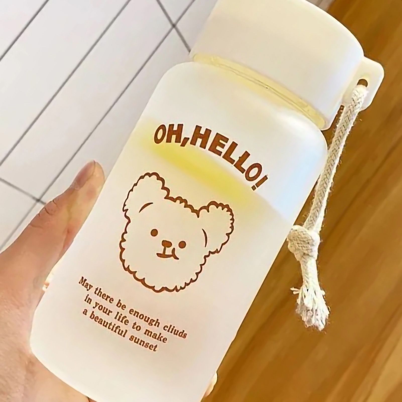 Kids Water Bottle Cute Cartoon Printing Handle Design Healthy Odorless Good Sealing Students Water Cup Bear Head โ image 4