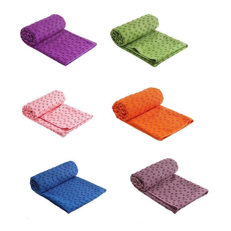 Non Slip Yoga Towel Mat Microfiber Fitness Gym Exercise Blanket with Carry Bag - Green — image 3