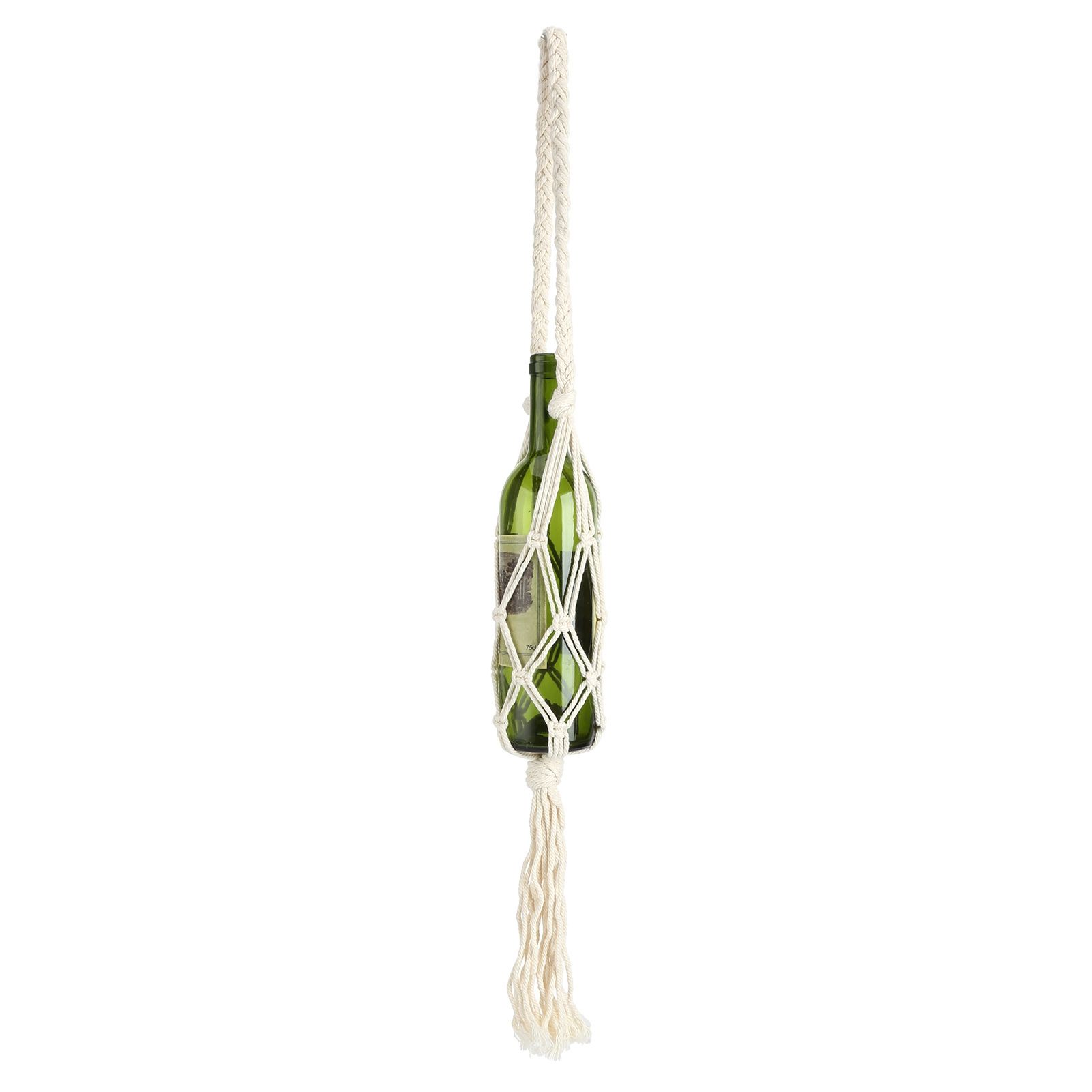 Wine Bottle Holder Bohemian Style Hand Knitting Cotton Rope Bottles Storage Hanging BagBeige — image 6