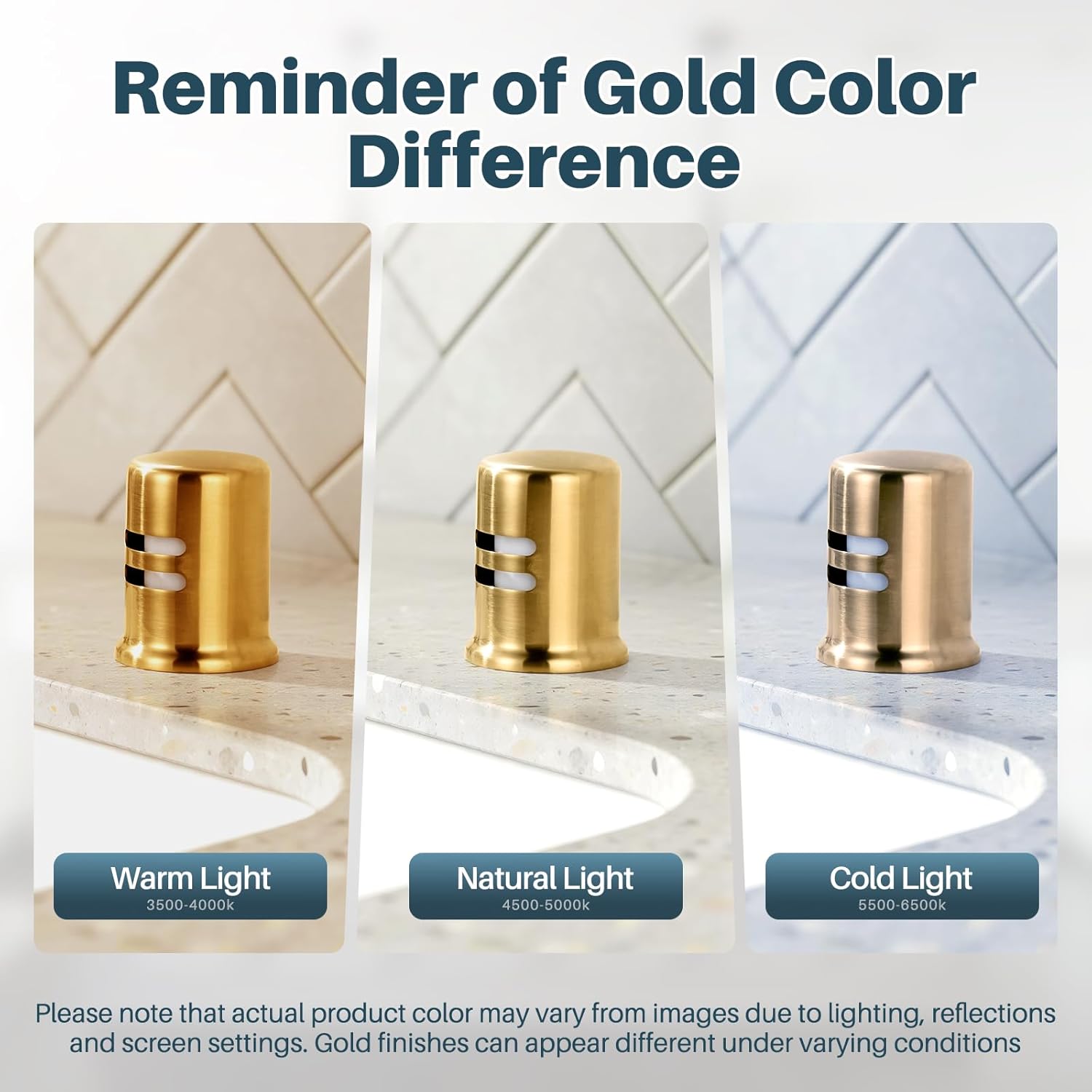 Dishwasher Air Gap Cover, Dishwasher Air Gap Cap for Kitchen Sink, Solid Brass Dishwasher Overflow Vent Cap Replacement Kit, Brushed Gold — image 5