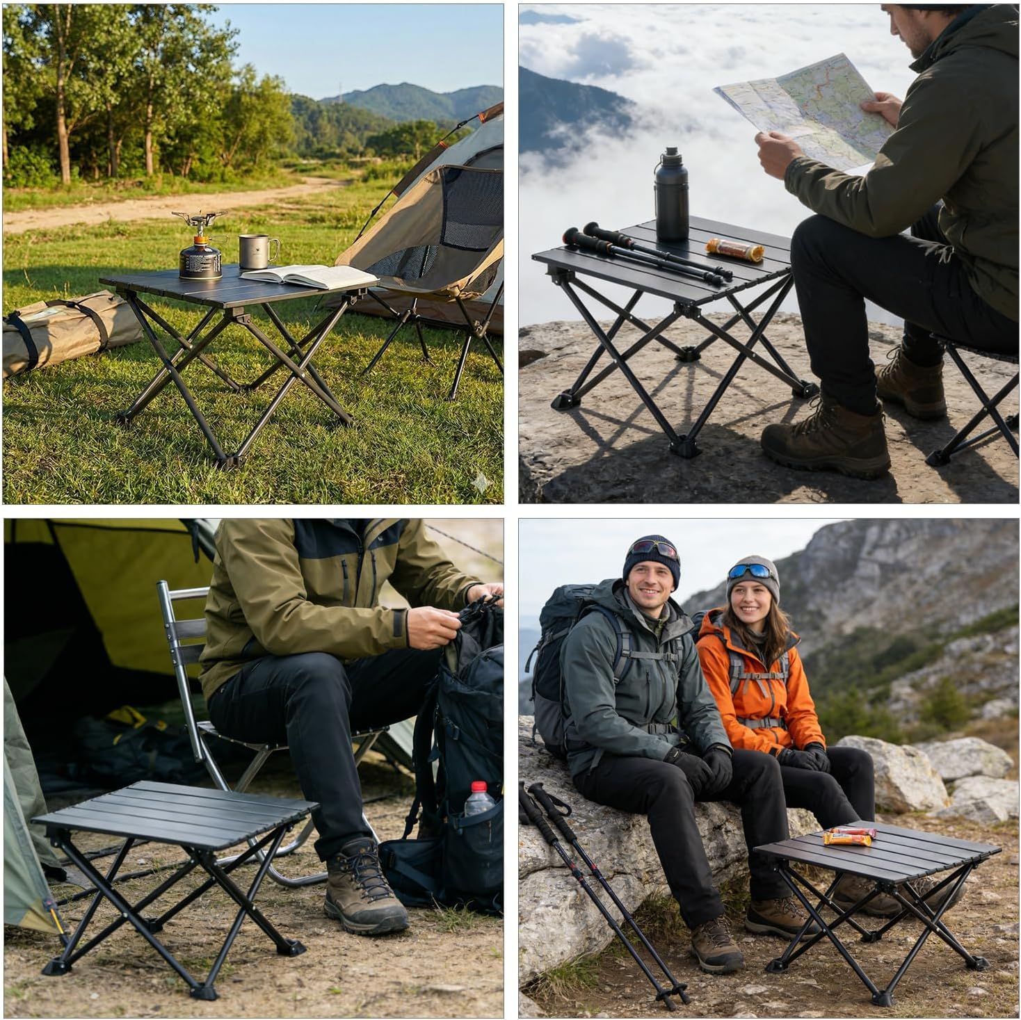 Roll Up Camping Table with Carry Bag, Lightweight Aluminium Table for Picnics, BBQs, Travel and Camping, Black, 39.9 x 34.8 x 27.9 cm โ image 6
