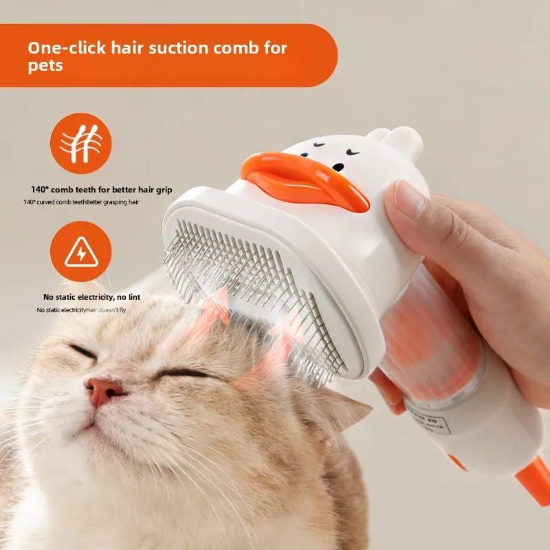 4-in-1 Pet Hair Vacuum Comb, Rechargeable De-shedding Tool with Interchangeable Heads, Duck-Shape Design for Cats & Dogs — Traps Loose Fur, Cleans — image 5