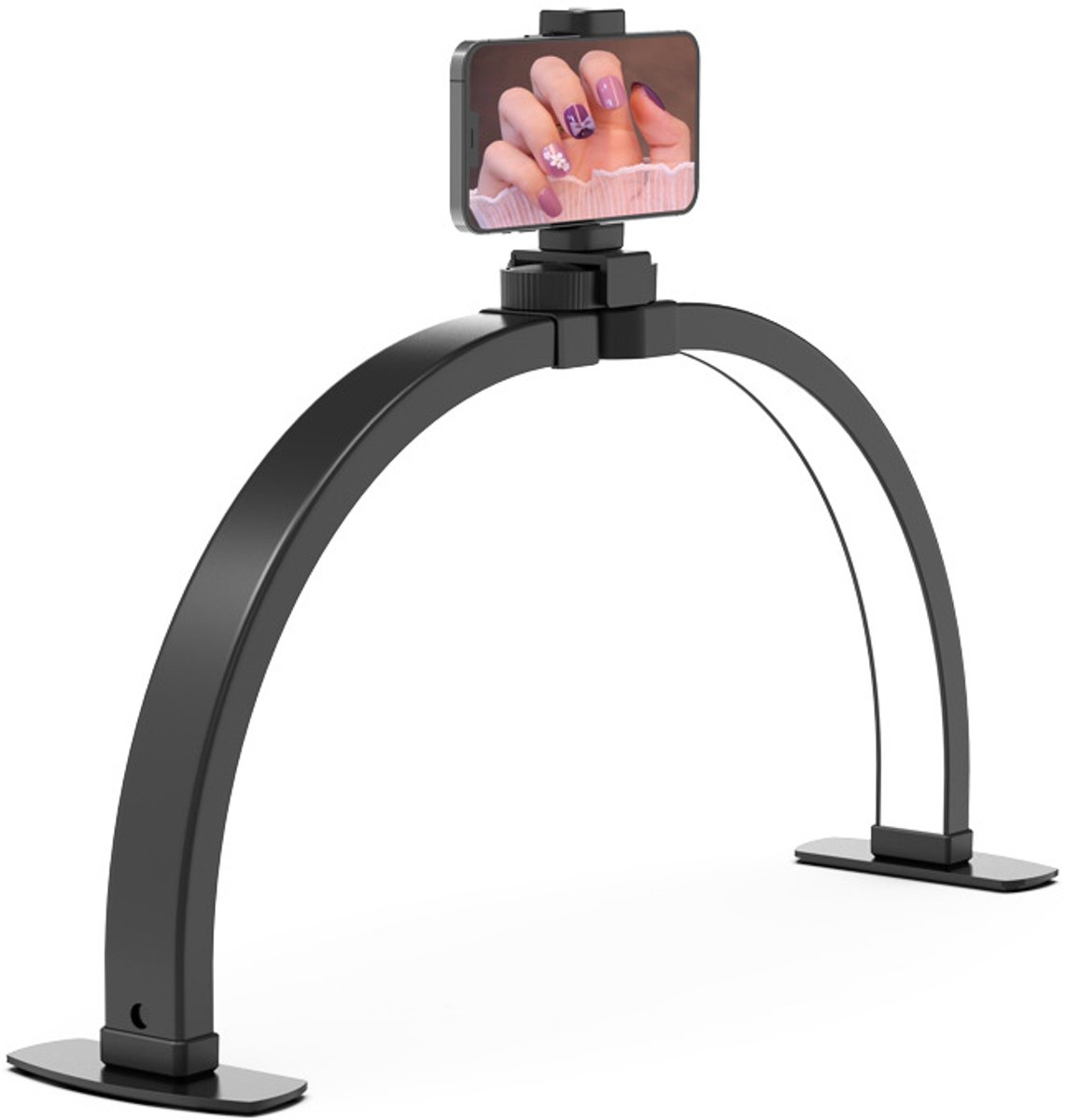 Desk Lamp - Manicure Lamp - Nail Technician Desk Lamp - Half-Moon Lamp - Large LED Tech Table Lamp with Phone Holder - 3 Enlightenment Style Modes