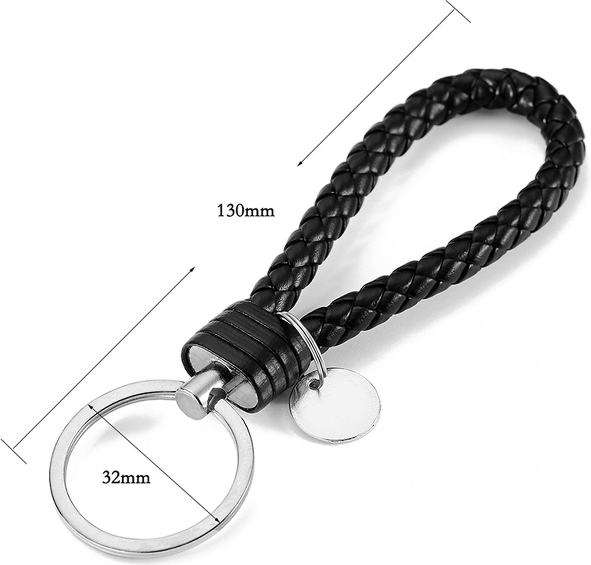 Luxury PU Leather Keychain | Key Holder | Woven Keychain | Universal | Silver — image 3