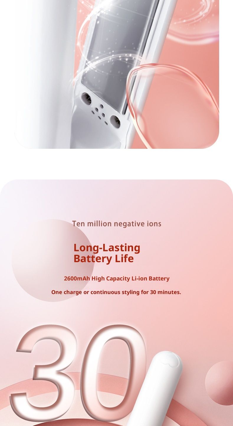 Cordless Hair Straightener 2 in 1 Mini Curler and Flat Iron Ceramic Portable USB Rechargeable Travel Hair Styler for Women Men with Pouch (White 19.5 × 2cm) — image 5