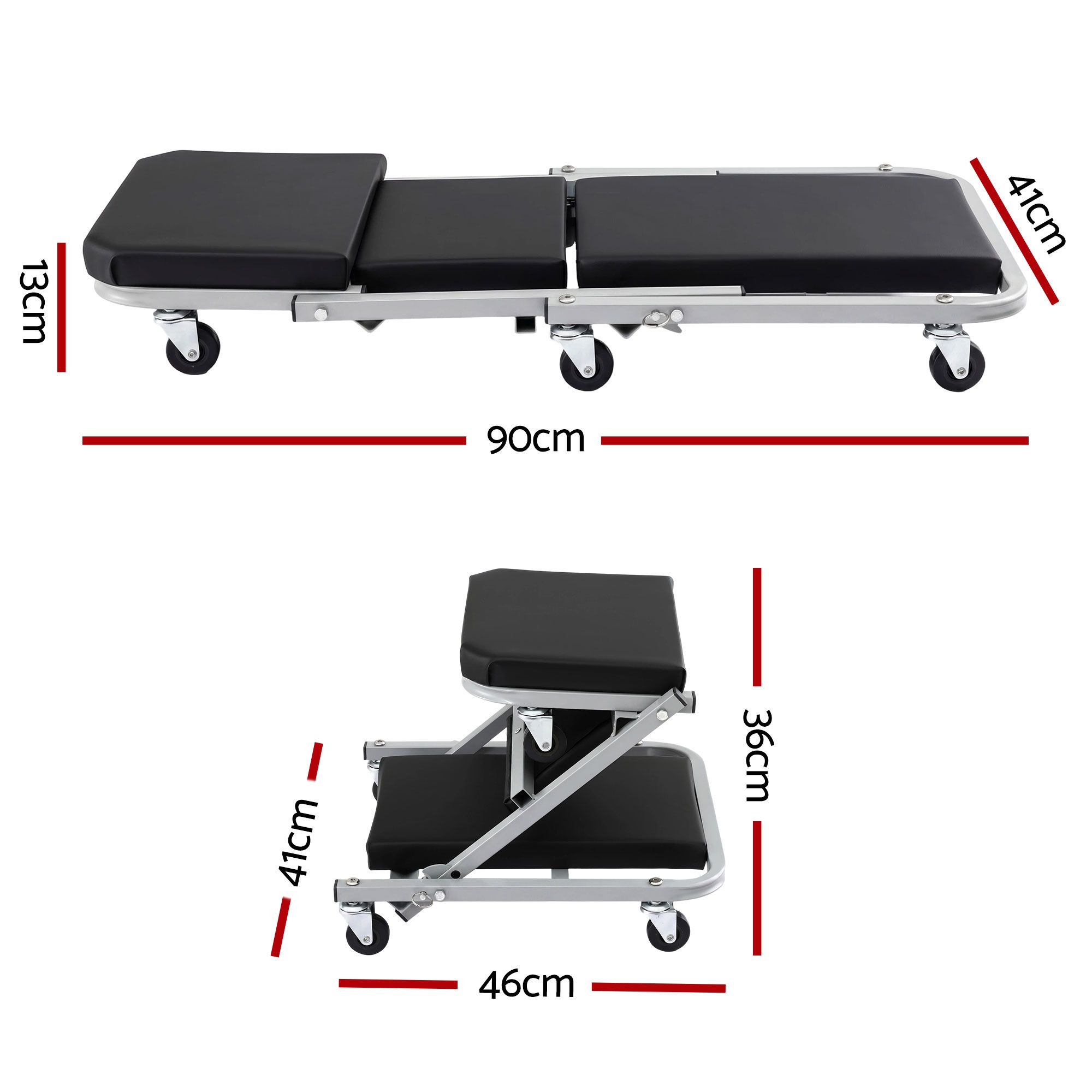 Giantz Garage Creeper 2-in-1 Mechanic Stool Rolling Automotive Z Creeper Seat — image 2