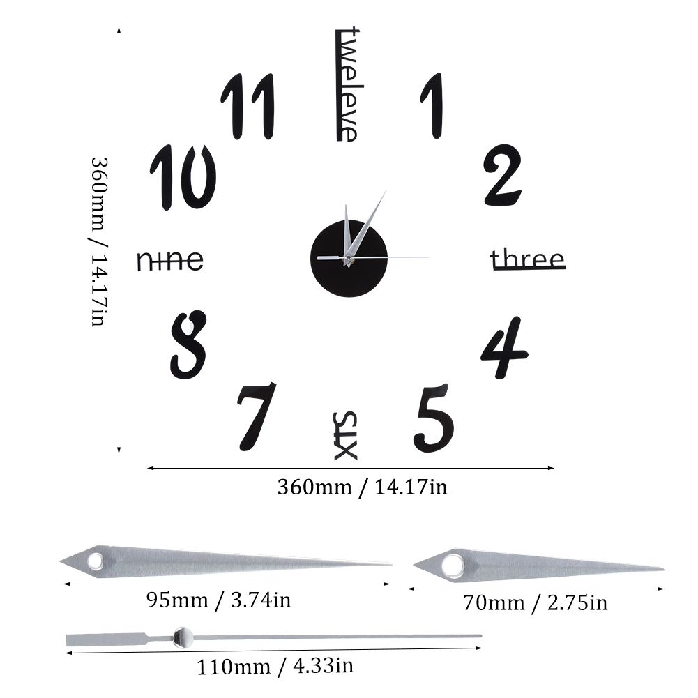 Wall Sticker digital clock stickers Wall Clock DIY 3D Decorative Wall Clock for Home Black โ image 2