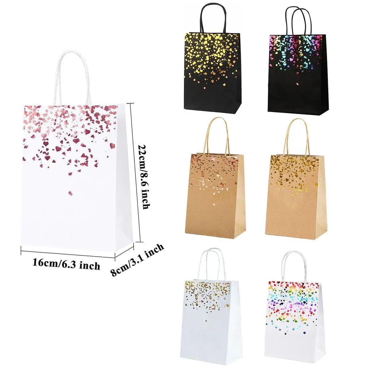 30PCS Kraft Paper Gift Bags Small Love Candy Bags Gold Foil Wedding Party Favors - White-Gold Foil โ image 4