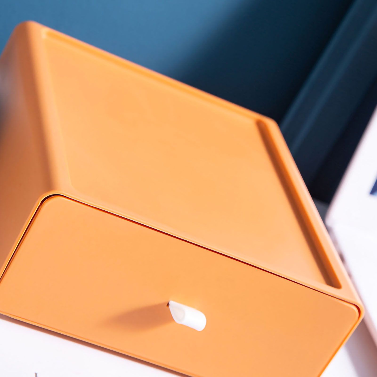 Desktop Storage Box Drawer Design Strong Load Bearing Stackable Desktop Organizer Storage Box for Stationery Orange — image 2
