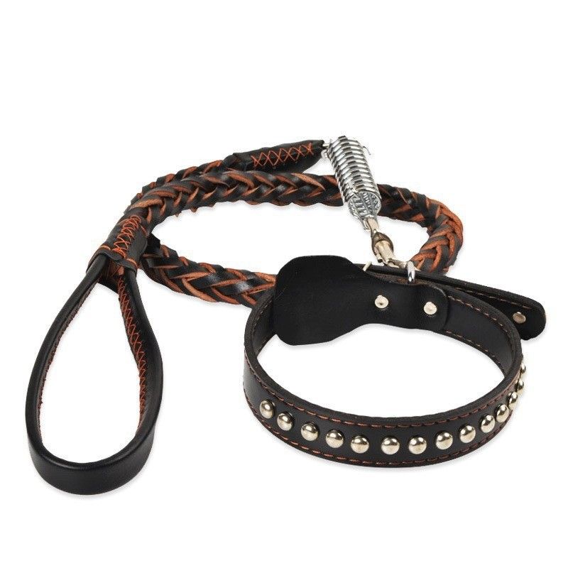 Pet beibei Leather Dog Leash Collar Set Medium Large M pu collar adjustment range (35-45cm) recommended 10.00 kg-20.00 kg Piece — image 3