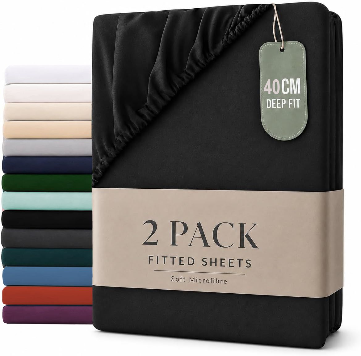 Hotel Quality Fitted sheets - 2 Piece Fitted sheets -Breathable Bedding - Wrinkle, Fade, Stain Resistant- 26inch/40cm Deep Pocket Fitted Bed Sheets-Wrinkle and