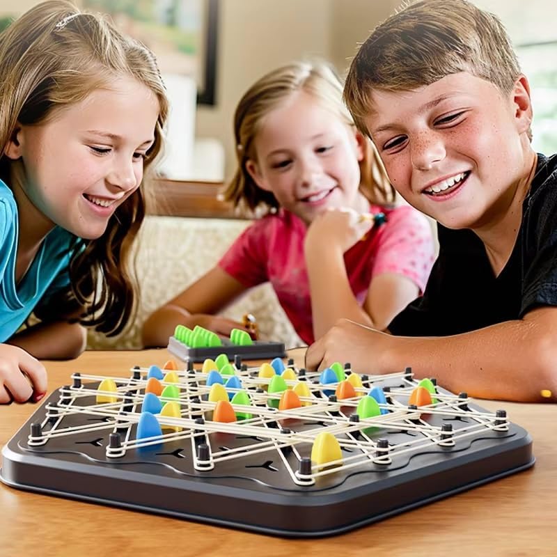 Chain Game – Multiplayer Strategy Board Puzzle for Kids & Adults | Fun Geometric Chess with Rubber Bands, 2–4 Players | Ideal Family Game for Parties, Gifts & — image 6