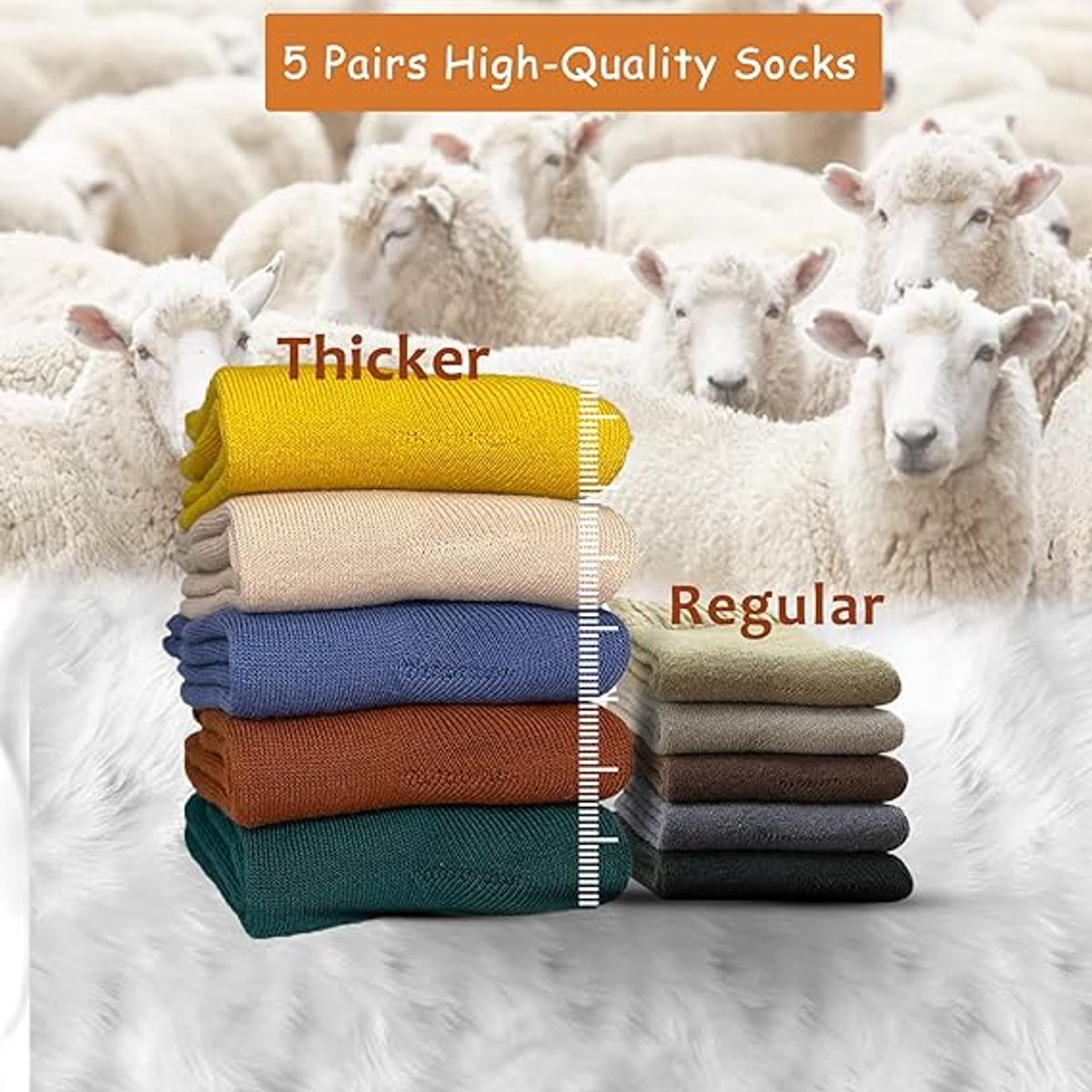 Warm winter socks for women - pack of 5 Pairs Thick Winter Socks - Thermal Men's Socks - extra thick warm socks - perfect birthday or Christmas gift - Non-slip — image 3