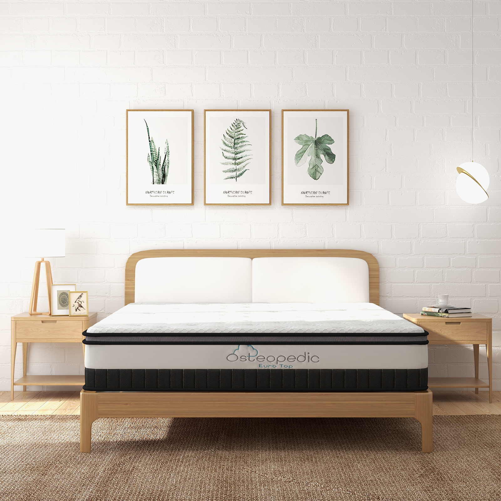 Osteopedic Euro Top Mattress Pocket Spring Medium Firm Hybrid Design Bed 30CM - Single - White — image 6
