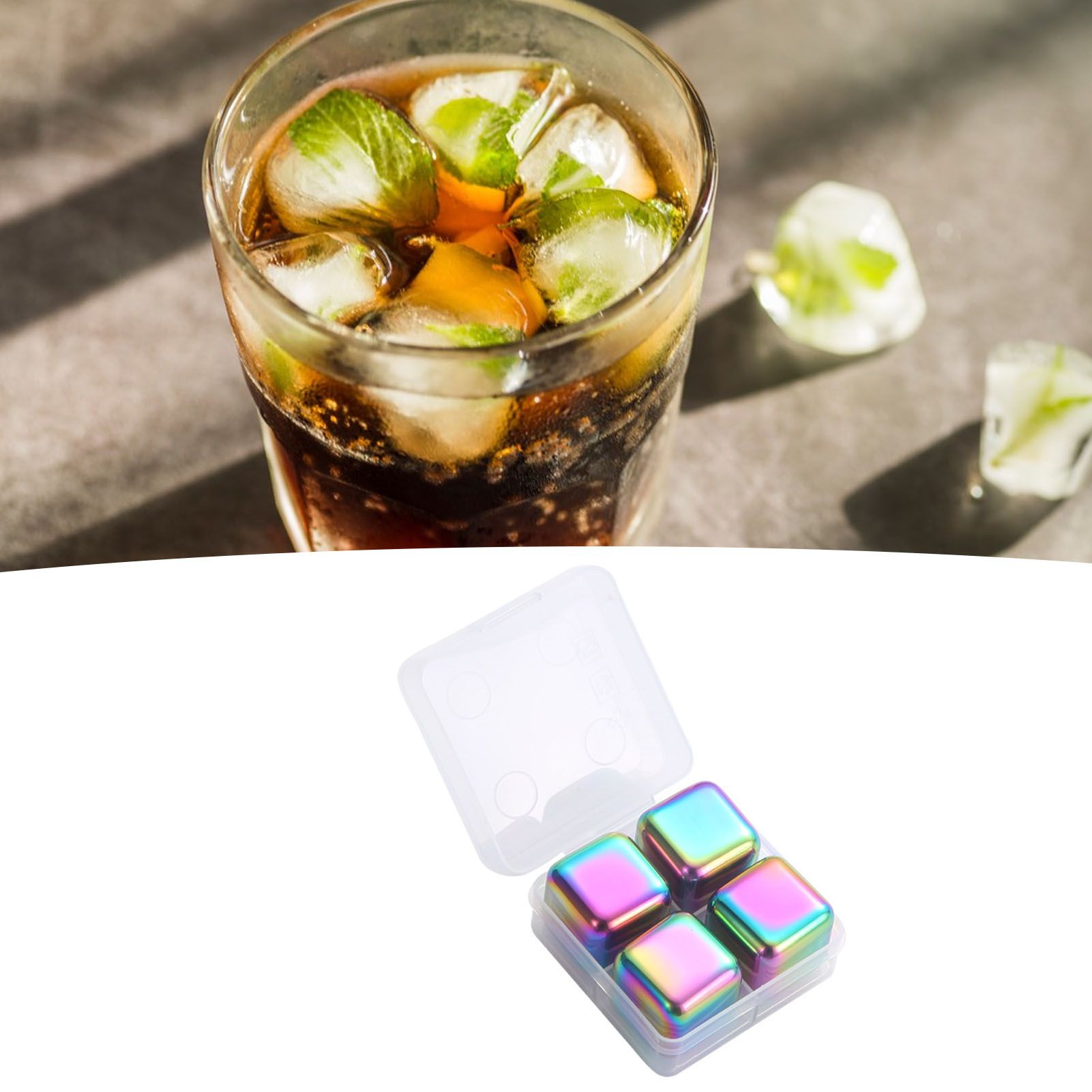 Metal Ice Cubes Stainless Steel Reusable Quick Chilling Clean Whiskey Stone with Ice Tong for Drink Beverage Colorful โ image 4