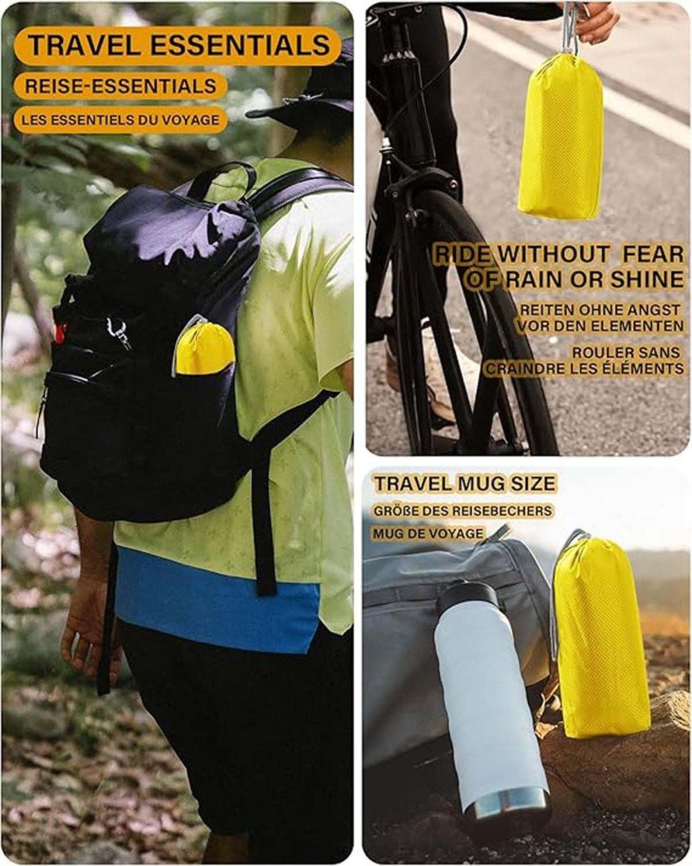 3-in-1 Waterproof Rain Jacket Poncho with Hood, Breathable Outdoor Raincoat, Yellow โ image 5